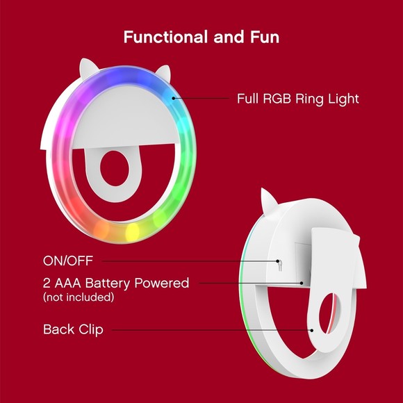 Cat Clip-On Halo Light - Mini Ring Light with Full RGB - Picture 8 of 8